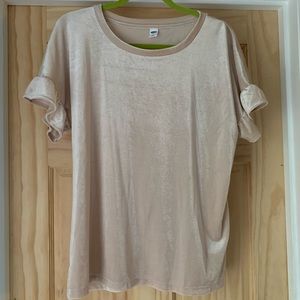 Velvet pink ruffle shirt